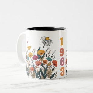 Women's Wildflower Birth Year Ed. Number T-Shirt Two-Tone Coffee Mug