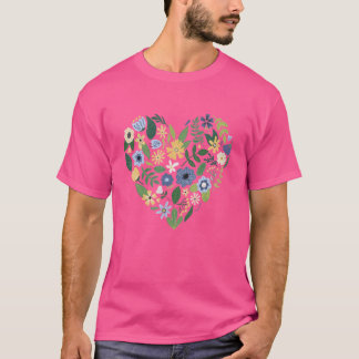 Womens Wildflower Heart Vintage Garden Spring  Pla T-Shirt