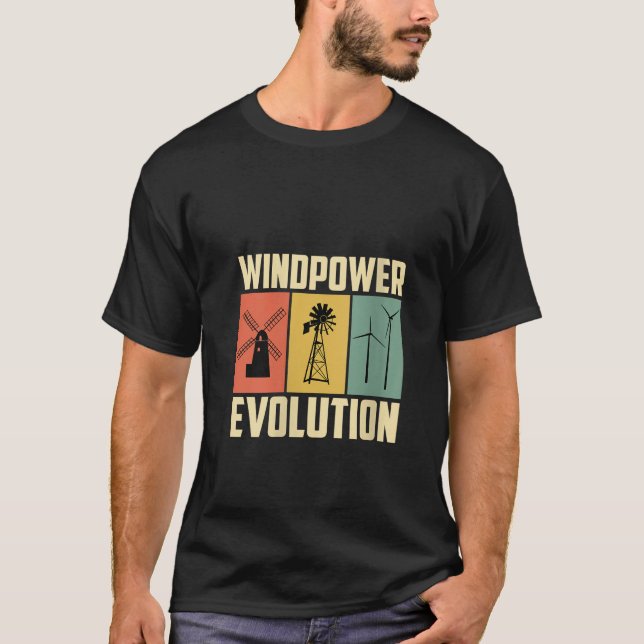 Womens WIND POWER EVOLUTION Retro Funny Green Ener T-Shirt (Front)