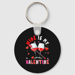 Women's Wine Is My Valentine Hearts Matching Drink Key Ring