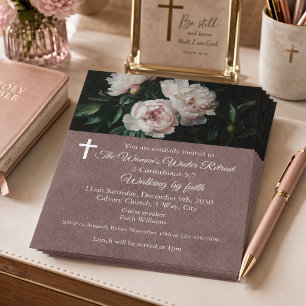 Women's Winter Retreat Blush Pink Floral Church Flyer