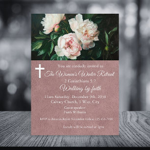 Women's Winter Retreat Pink Floral Church Invitation