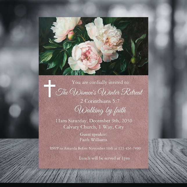Women's Winter Retreat Pink Floral Church Invitation (Creator Uploaded)