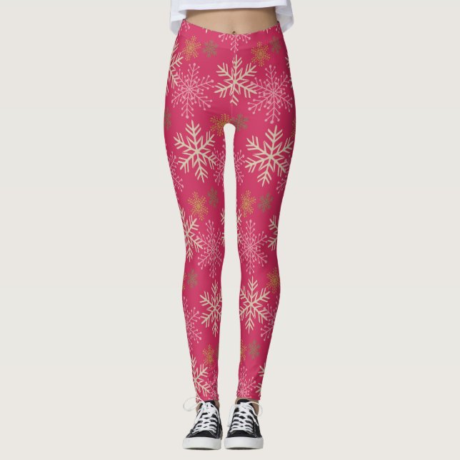 Women's Winter Snowflake Holiday Leggings (Front)
