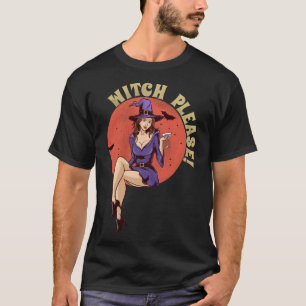 Womens Witch Please Hat Halloween Graphic Tees