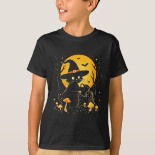 Womens Witchy Black Cat Gardening Mushrooms Hallow T-Shirt