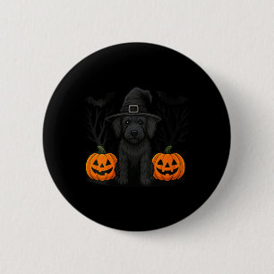 Womens Witchy Black Labradoodle Dog Halloween 6 Cm Round Badge
