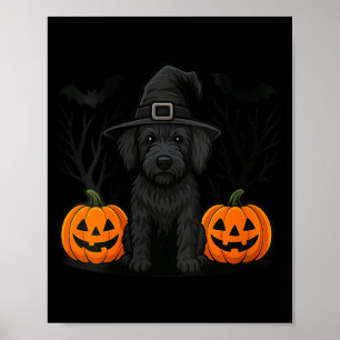 Womens Witchy Black Labradoodle Dog Halloween Poster