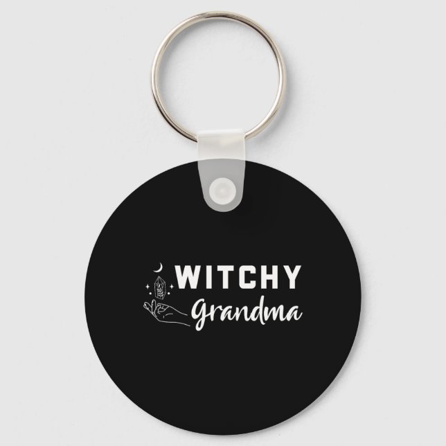 Womens Witchy Grandma Funny Witch Halloween Key Ring (Front)