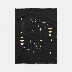 Womens Witchy Moon Phases Cat Celestial Black Cat Fleece Blanket