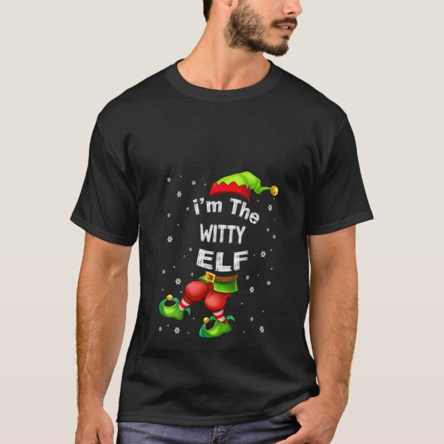 Womens Witty Elf Matching Family Group Christmas P T-Shirt (Front)