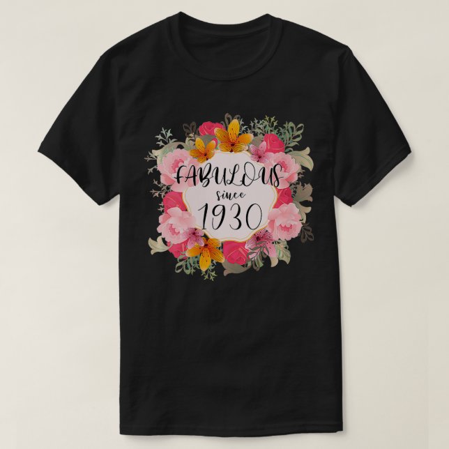 Womens Women 92 Years Old Fabulous Since 1930 Happ T-Shirt (Design Front)