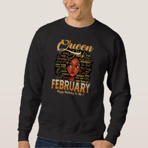 Womens Women Girl Queen Was Born In February Happy Sweatshirt