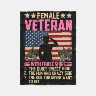 Womens Women Veteran Soldier Proud Female Veteran Fleece Blanket