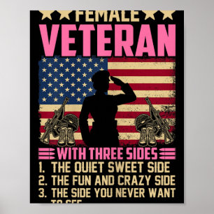 Womens Women Veteran Soldier Proud Female Veteran Poster