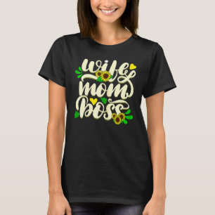 Womens Women Wife Mum Boss Graphic  Cute Mother's  T-Shirt
