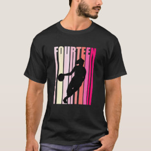 Womens Womens Basketball 14th Birthday Pink Retro  T-Shirt