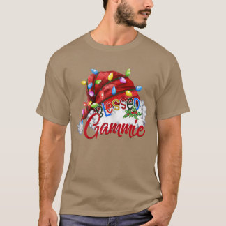 Womens Womens Blessed Gammie Santa Hat  Xmas Light T-Shirt
