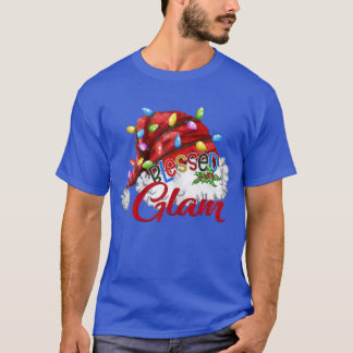 Womens Womens Blessed Glam Santa Hat Christmas Li T-Shirt