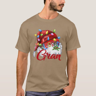 Womens Womens Blessed Gran Santa Hat  Christmas Li T-Shirt
