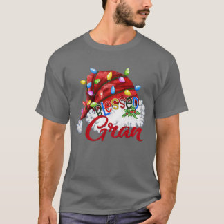 Womens Womens Blessed Gran Santa Hat  Xmas Light  T-Shirt