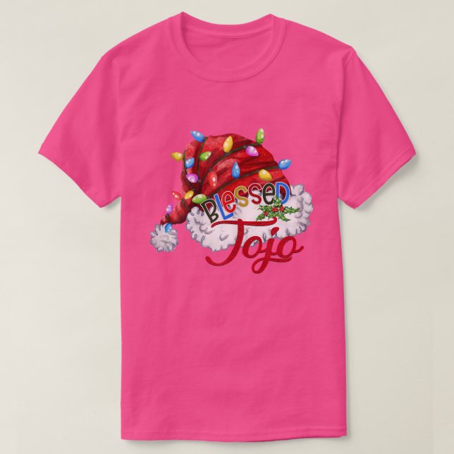 Womens Womens Blessed Jojo Santa Hat  Xmas Light77 T-Shirt (Design Front)