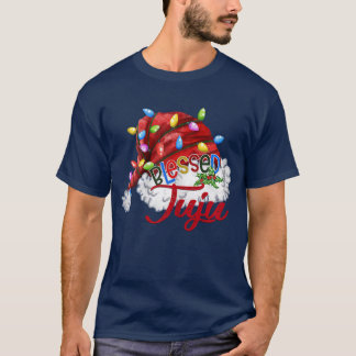 Womens Womens Blessed Juju Santa Hat Xmas Light 7 T-Shirt