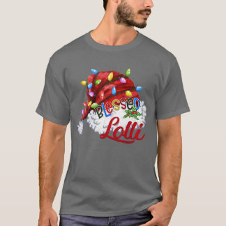 Womens Womens Blessed Lolli Santa Hat Xmas Light T-Shirt