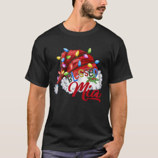 Womens Womens Blessed Mia Santa Hat Christmas Lig T-Shirt