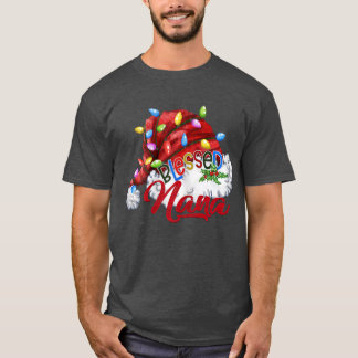 Womens Womens Blessed Nana Santa Hat Xmas Light84 T-Shirt