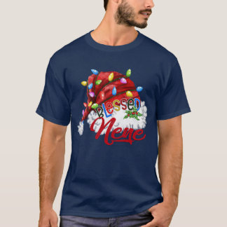 Womens Womens Blessed Nene Santa Hat Xmas Light T-Shirt