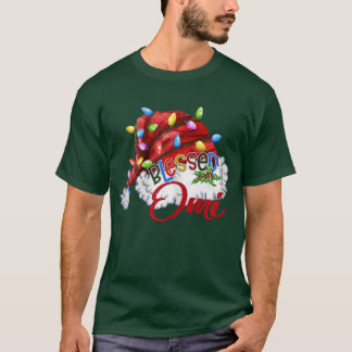 Womens Womens Blessed Omi Santa Hat Xmas Light893 T-Shirt