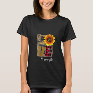 Womens Womens Love Honeylife Sunflower Leopard T-Shirt