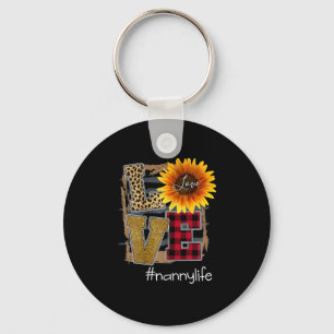 Womens Womens Love Nannylife Sunflower Leopard Key Ring