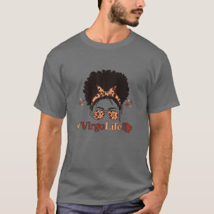 Womens Womens Virgo Zodiac Signs Girl Afro Messy B T-Shirt