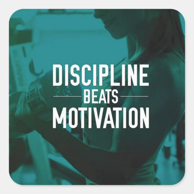 Women's Workout - Discipline Beats Motivation Square Sticker (Front)