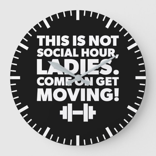 Women's Workout Inspiration - Get Moving - Gym Large Clock (Front)