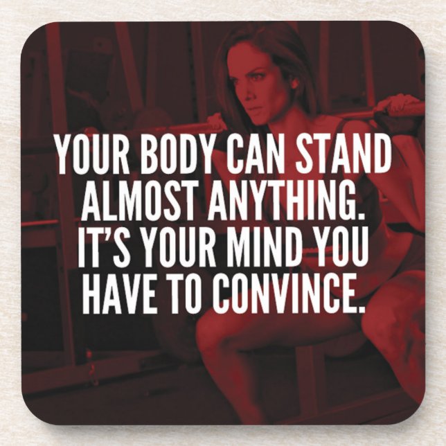 Women's Workout Inspirational Words Coaster (Front)