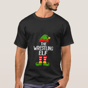 Womens Wrestling Elf Xmas Matching Family Elf Squa T-Shirt