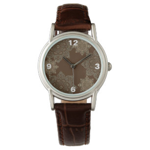 Women's wrist watch brown with medallions