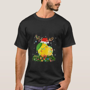 Womens Xmas Holiday Reindeer Hat Santa Lemon Chris T-Shirt