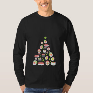 Womens Xmas Japanese Sushi Christmas Tree Holiday T-Shirt