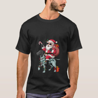 Womens Xmas Lighting Funny Santa Riding Pointing D T-Shirt