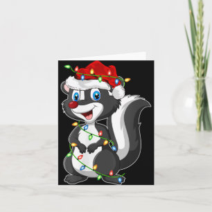 Womens Xmas Lights Santa Hat Skunk Christmas V Nec Card