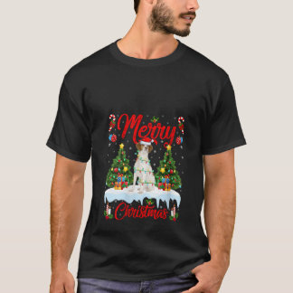 Womens Xmas Tree Lighting Brittany Spaniel Dog Mer T-Shirt