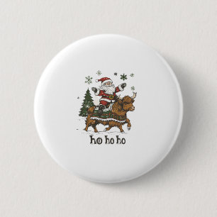 Womens Xmas Tree Lighting Santa Riding Highland Co 6 Cm Round Badge