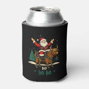 Womens Xmas Tree Lighting Santa Riding Highland Co Can Cooler