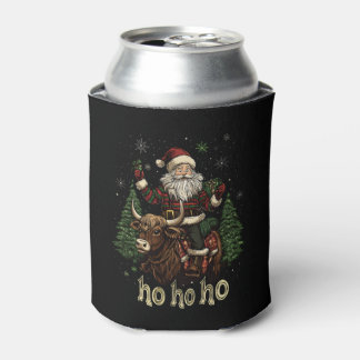 Womens Xmas Tree Lighting Santa Riding Highland Co Can Cooler