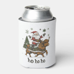 Womens Xmas Tree Lighting Santa Riding Highland Co Can Cooler