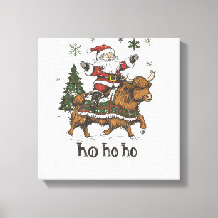 Womens Xmas Tree Lighting Santa Riding Highland Co Canvas Print